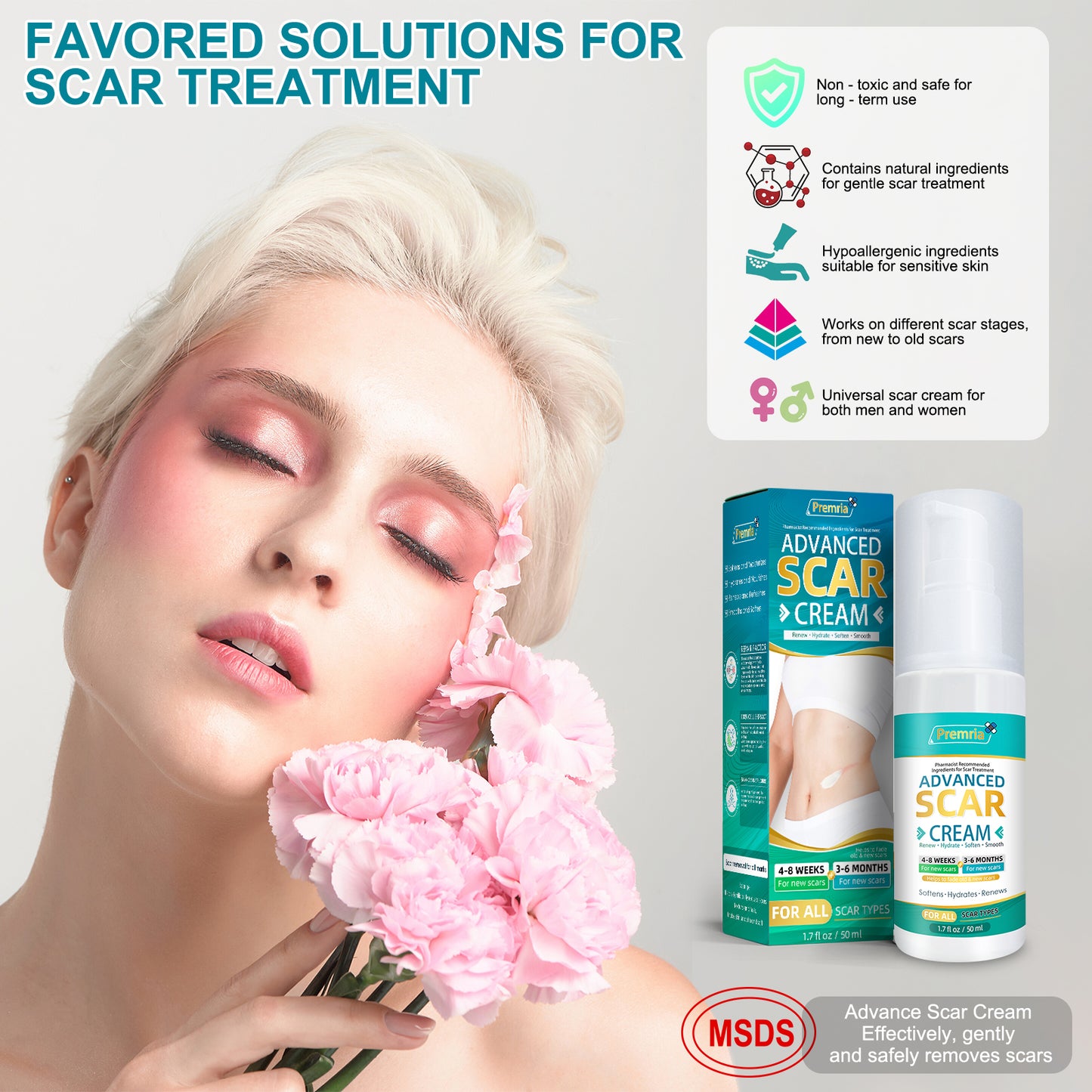 Scar Cream, Silicone Scar Gel, Advanced Scar Gel