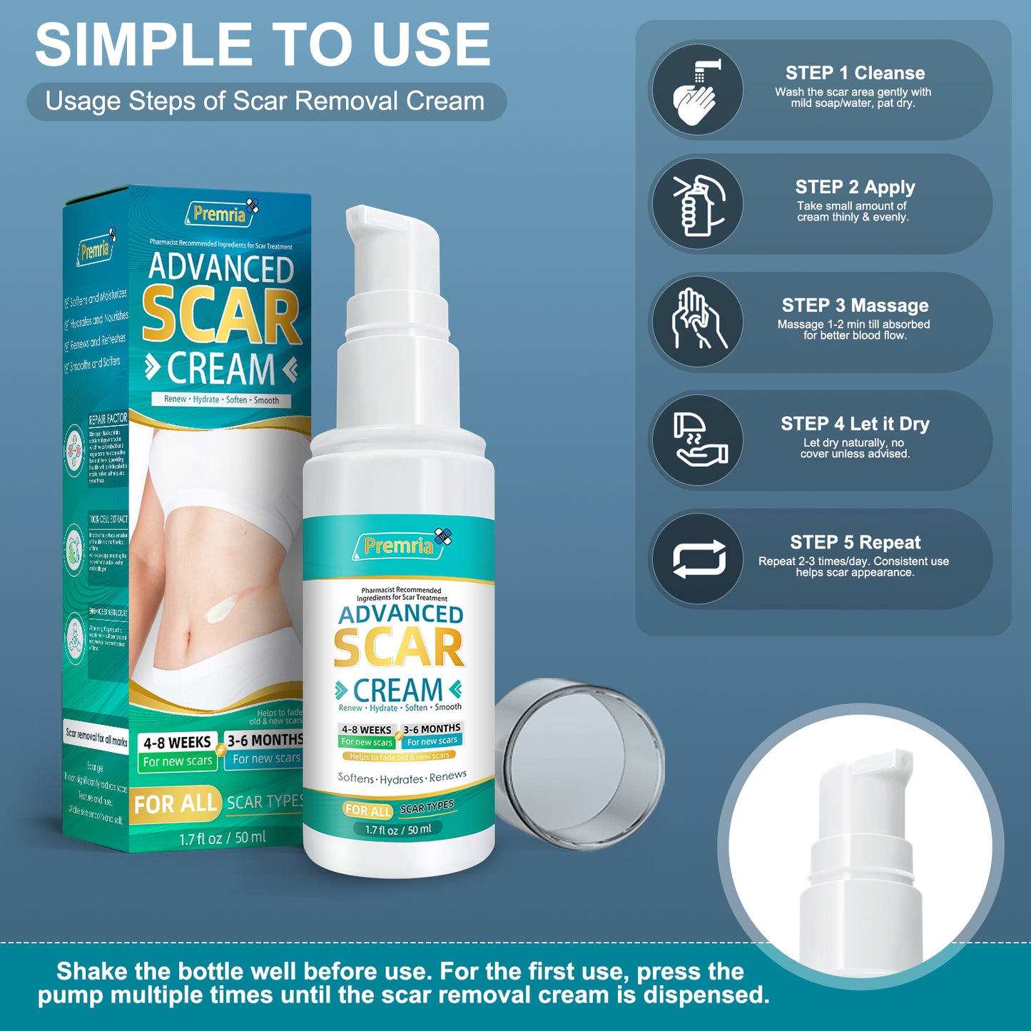 Scar Cream, Silicone Scar Gel, Advanced Scar Gel